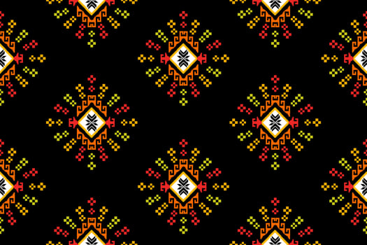 Cross Stitch. Geometric ethnic patterns. Design for Saree, Patola, Sari, Dupatta, Vyshyvanka, rushnyk, dupatta, Clothing, fabric, batik, Knitwear, Embroidery, Ikkat, Pixel pattern. Traditional Design. vector