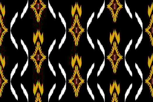 abstract geometric pattern design on black background For background or wallpaper, Ikat geometric folk ornament. Ethnic vector texture. Seamless pattern in Aztec style.