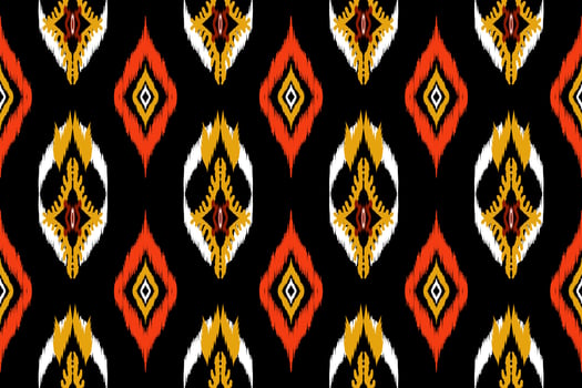 abstract geometric pattern design on black background For background or wallpaper, Ikat geometric folk ornament. Ethnic vector texture. Seamless pattern in Aztec style.