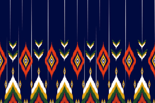 abstract geometric pattern design on blue background For background or wallpaper, Ikat geometric folk ornament. Ethnic vector texture. Seamless pattern in Aztec style.