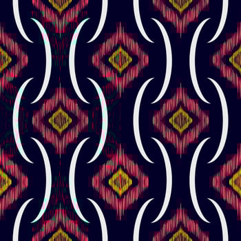 abstract geometric pattern design on black background For background or wallpaper, Ikat geometric folk ornament. Ethnic vector texture. Seamless pattern in Aztec style.