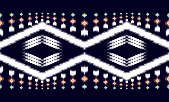 abstract geometric pattern design on black background For background or wallpaper, Ikat geometric folk ornament. Ethnic vector texture. Seamless pattern in Aztec style.