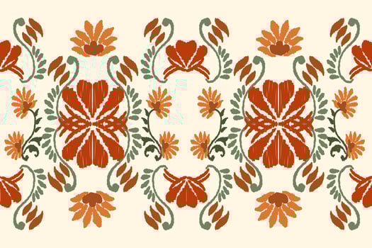 Ikat paisley seamless pattern, traditional seamless pattern, pale yellow background, aztec style, embroidery, abstract, vector, design illustration for texture, fabric, print. vector