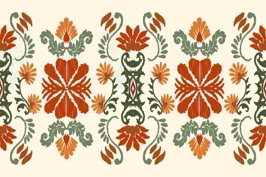 Ikat paisley seamless pattern, traditional seamless pattern, pale yellow background, aztec style, embroidery, abstract, vector, design illustration for texture, fabric, print. vector