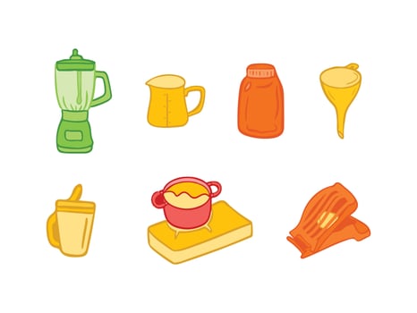 Kitchen utensils and utensils. Vector illustration