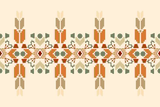 Cross Stitch Pixel Pattern. Ethnic Patterns. Abstract art. Design for carpet, wallpaper, clothing, textile, pillow, curtain, bedsheet, table runners. Vintage Style. Vector illustration.