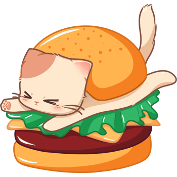 Cute cat in hamburger cartoon elements pro png. png