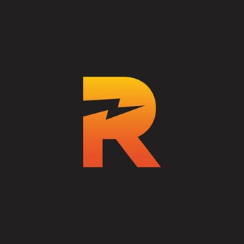 initial letter R icon logo design template with lightning - thunder - bolt - electric - vector