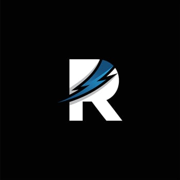 initial letter R icon logo design template with lightning - thunder - bolt - electric - vector