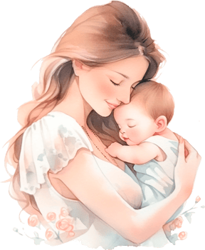 Watercolor Beautiful Silhouette Mother Holding a Baby in Hand Happy Mother's Day png