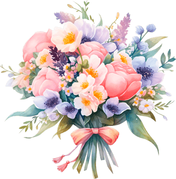 Flower bouquet on a white background. Watercolor peonies, tulips. Mothers Day design png