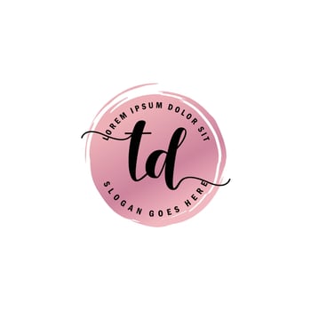 TD Initial Letter handwriting logo with circle brush template vector