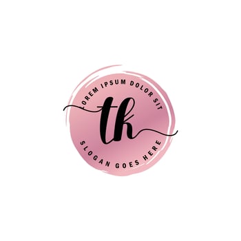 TK Initial Letter handwriting logo with circle brush template vector