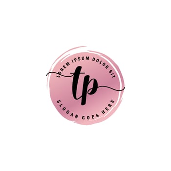 TP Initial Letter handwriting logo with circle brush template vector