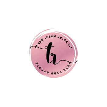 TR Initial Letter handwriting logo with circle brush template vector