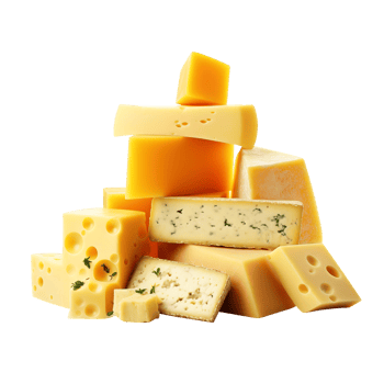 Pieces of cheese, created with png