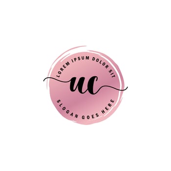 UC Initial Letter handwriting logo with circle brush template vector