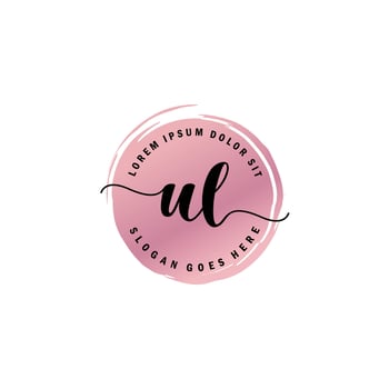 UL Initial Letter handwriting logo with circle brush template vector