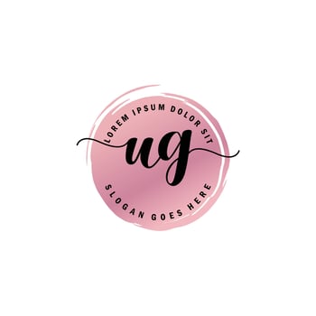 UG Initial Letter handwriting logo with circle brush template vector