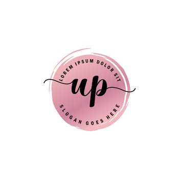 UP Initial Letter handwriting logo with circle brush template vector