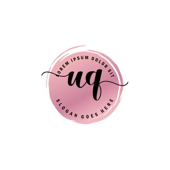UQ Initial Letter handwriting logo with circle brush template vector