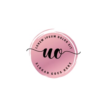 UO Initial Letter handwriting logo with circle brush template vector