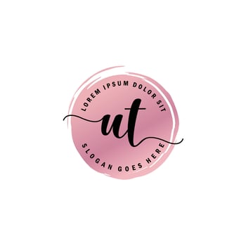 UT Initial Letter handwriting logo with circle brush template vector