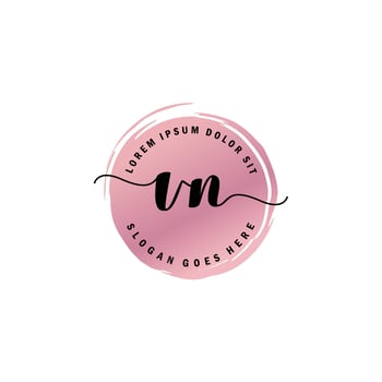 VN Initial Letter handwriting logo with circle brush template vector