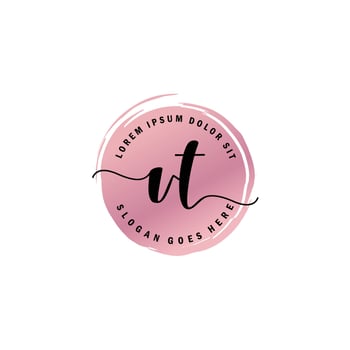 VT Initial Letter handwriting logo with circle brush template vector