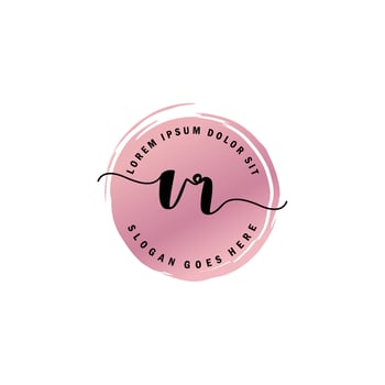 VR Initial Letter handwriting logo with circle brush template vector