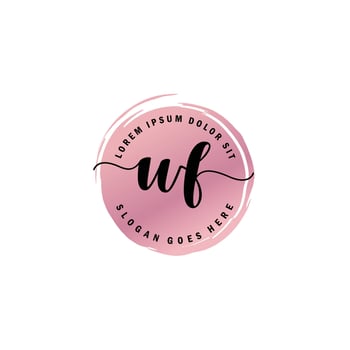 WF Initial Letter handwriting logo with circle brush template vector
