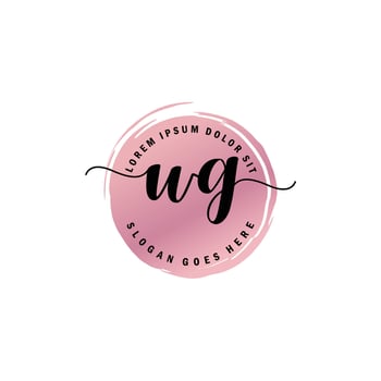 WG Initial Letter handwriting logo with circle brush template vector
