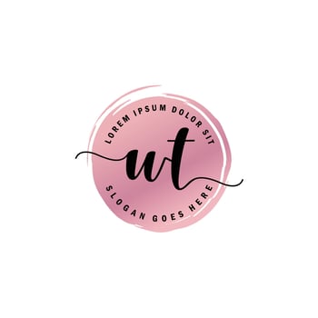 WT Initial Letter handwriting logo with circle brush template vector