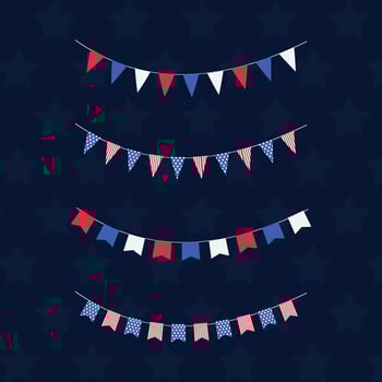 various colors of american independence day triangular flag vector