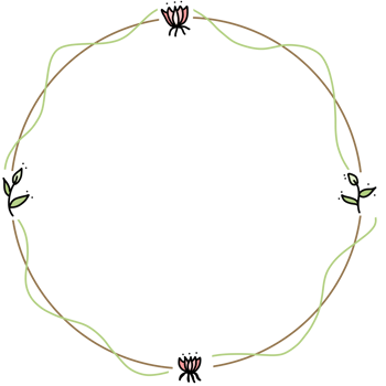 a circle with flowers and leaves on it png