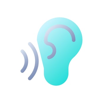 Listen flat gradient two-color ui icon. Translator feature. Hear translation. Text spoken aloud. Simple filled pictogram. GUI, UX design for mobile application. Vector isolated RGB illustration