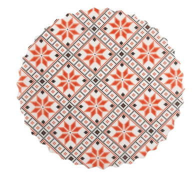 Round paper confectionery napkin with abstract flowers pattern png