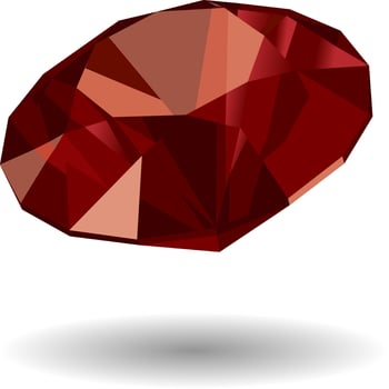 Ruby precious stone isolated over white background vector illustration. Expensive jewellery element, gemstone shape, jewellery shop logo concept