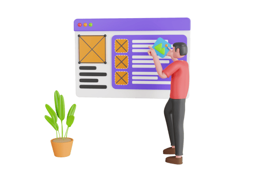web design 3d illustration. website page development. Template landing page for website png