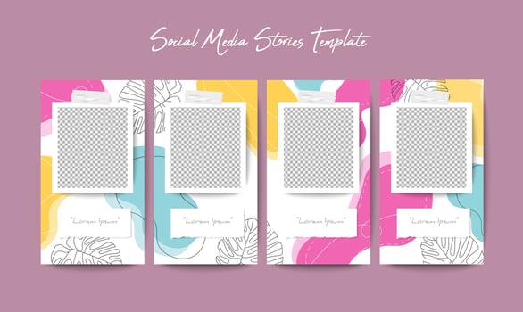 Social media stories template in grid puzzle style for brand marketing vector