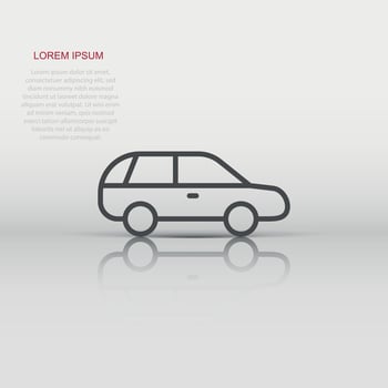 Car icon in flat style. Automobile vehicle vector illustration on white isolated background. Sedan business concept.