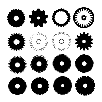Industrial gears icons collection isolated over transparent background png