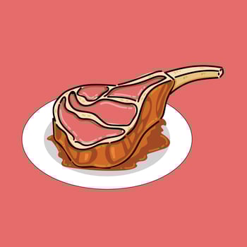 Grilled Beef Steak Illustration Design Vector, beef meats , Pepper and spices, garlic, onion and tomatoes vector illustration set. Steak and herb ingredient, food for barbecue, tomato and meat