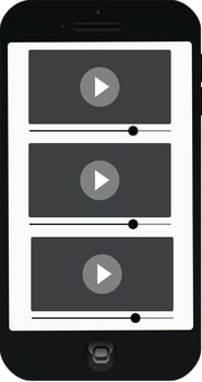 Multimedia video player shape on a smartphone display vector illustration. Video streaming icon