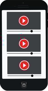 Multimedia video player shape on a smartphone display vector illistration. Video streaming icon