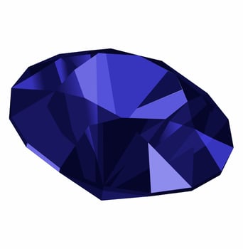 Sapphire precious stone isolated over white background vector illustration. Expensive jewellery element, blue gemstone shape, jewellery shop logo concept
