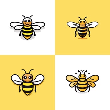 Cute bee cartoon icon logo illustration character mascot cartoon kawaii drawing art vector