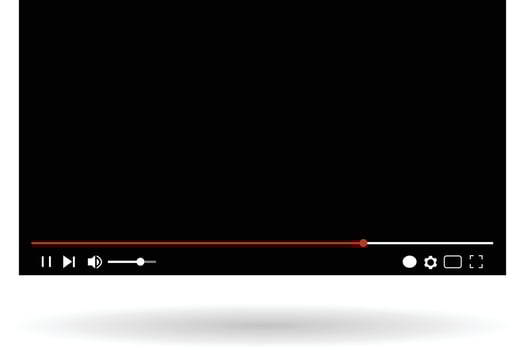 Multimedia video player shape, live streaming, broadcasting vector illustration