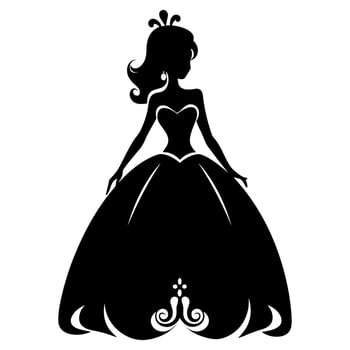 Cute princess black silhouette vector