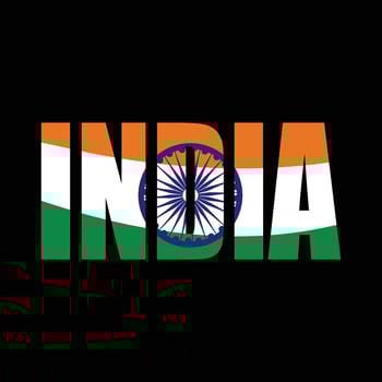 India capital text in tricolor vector illustration
